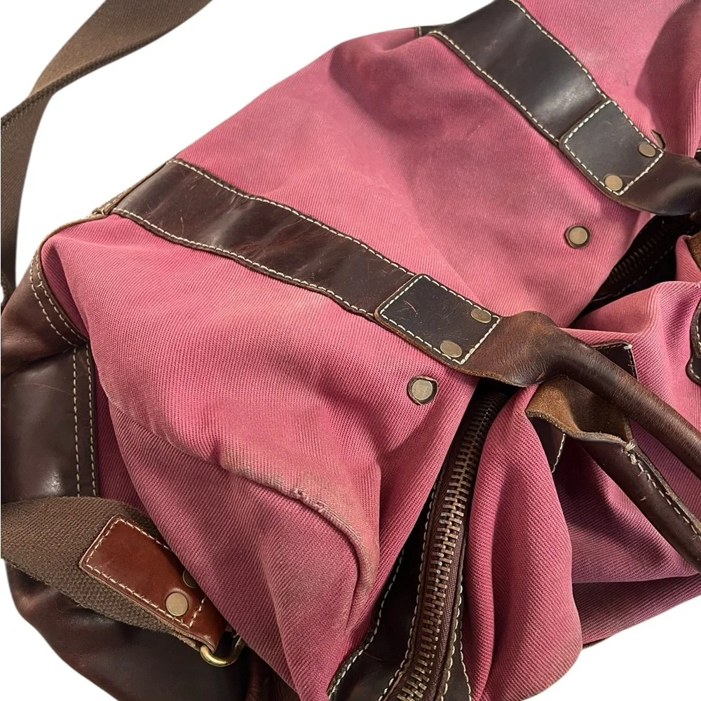 Cole Haan Men’s Large Leather Canvas Shoulder Duffle Bag